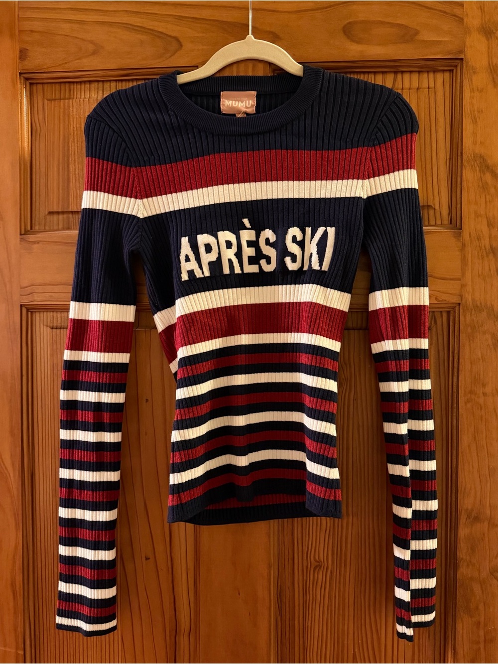 Show Me Your Mumu Après Ski Ribbed Striped Long-Sleeve Top - Navy/Red/White